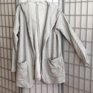 Oversized, open front sweatshirt jacket